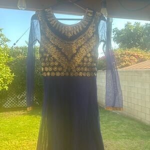 Women’s size 38 blue and gold anarkali dress(us size 6)